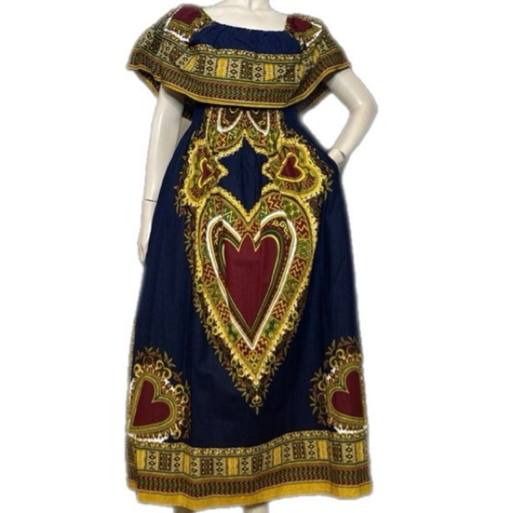 Bohemian Heart Print Maxi Dress